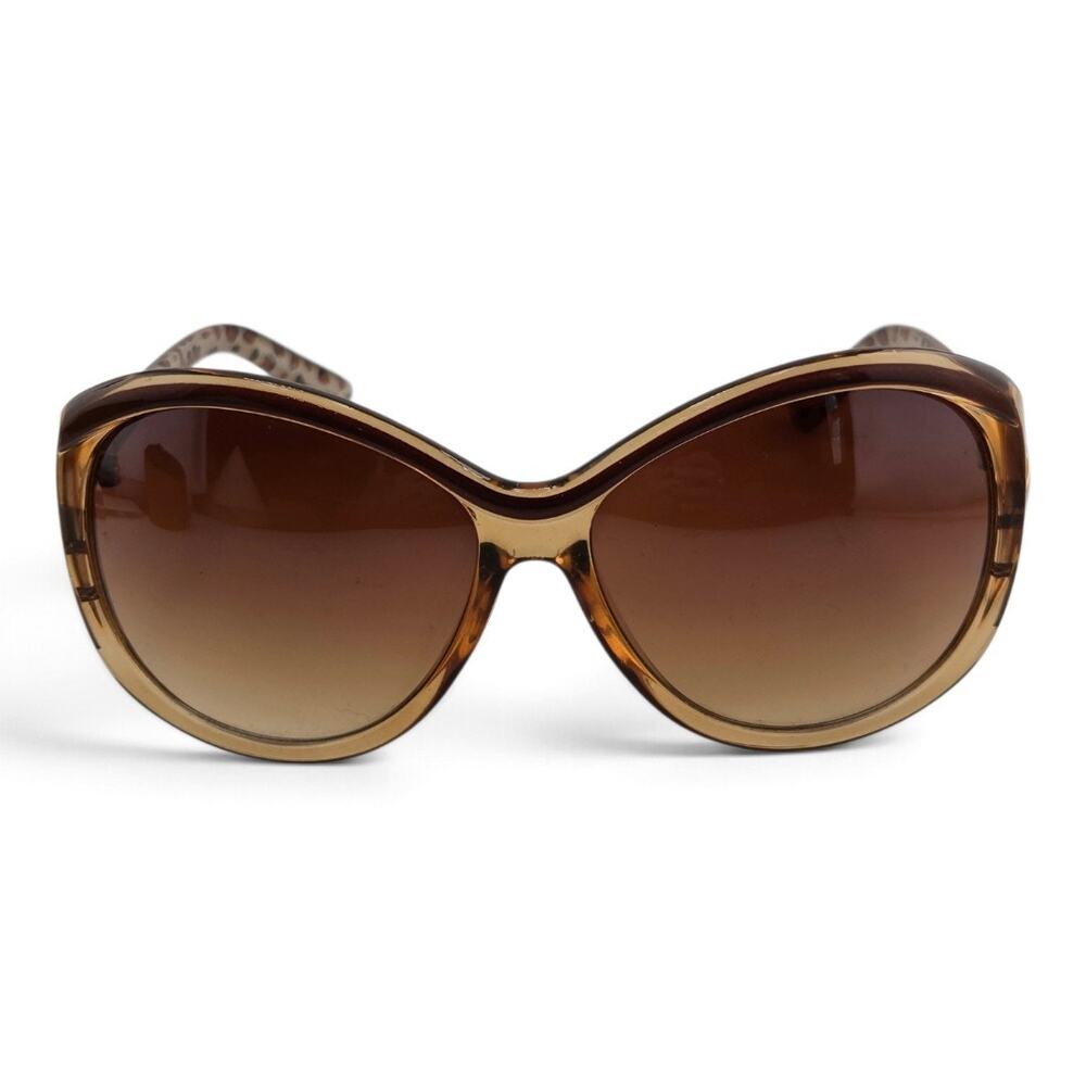 Vintage 1980s Oversized Butterfly Sunglasses Brown Gradient Leopard Print Arms